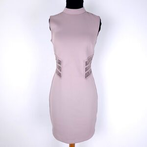 Marciano lace scuba nude pink panel dress M